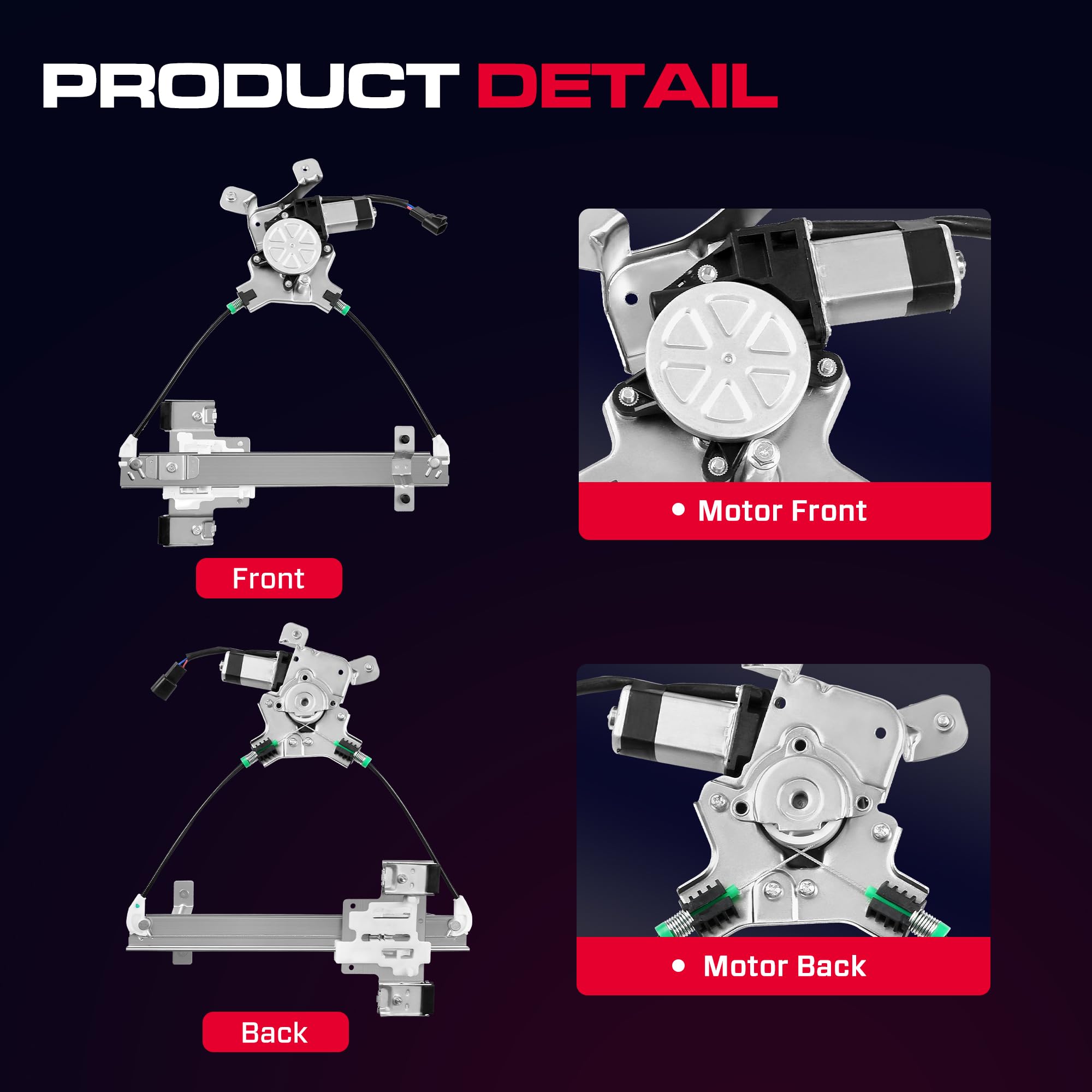 Open-Box New XIMAKA 741-390 Rear Driver Power Window Regulator w Motor for GM SUVs