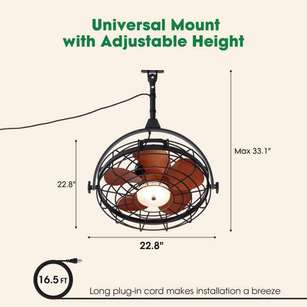 Waterproof Outdoor Ceiling Fan with Light 6-Speed  3 CCT LED Caged Smart Fan