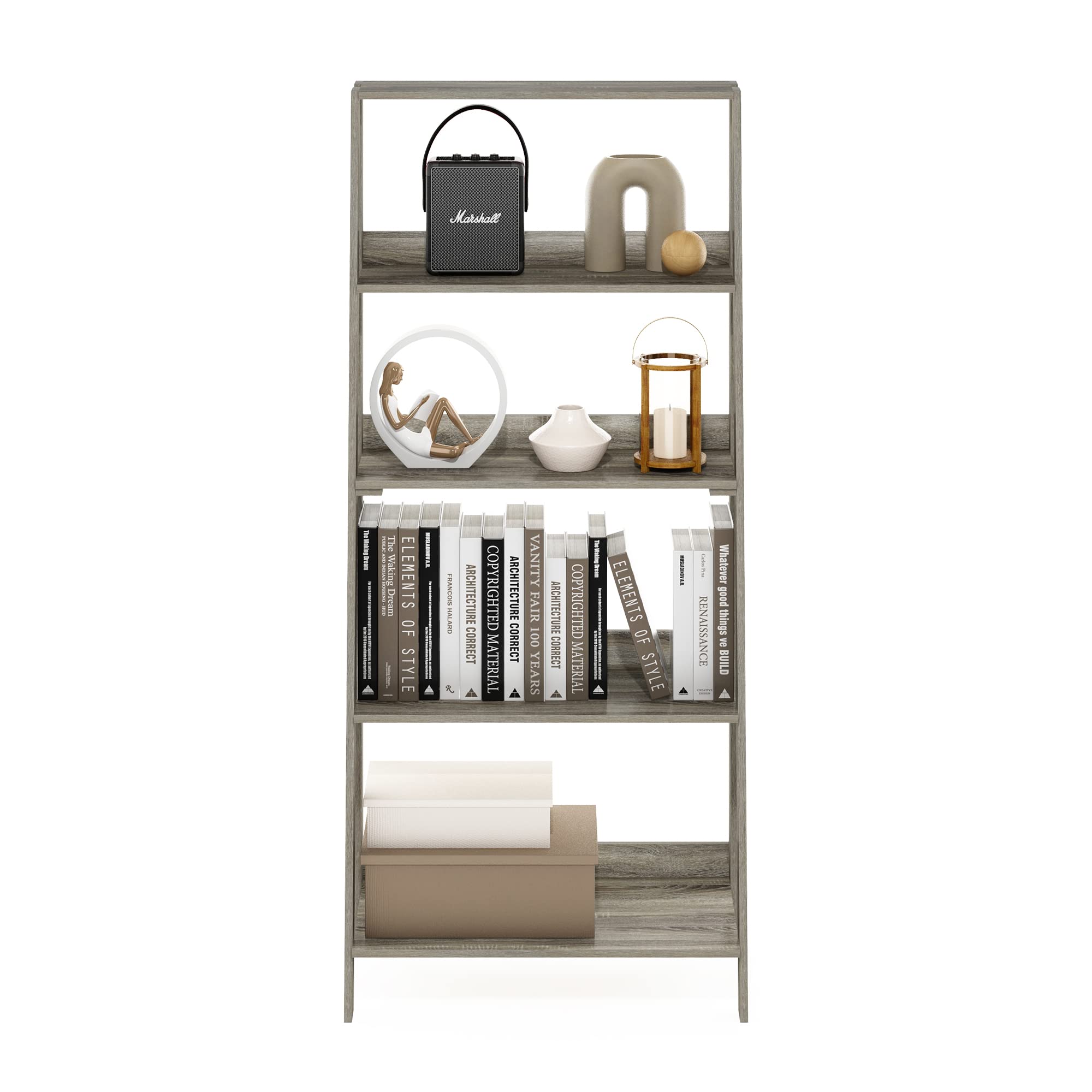 Furinno Ladder Bookcase Display Shelf, 5-Tier, French Oak Retail $46.00