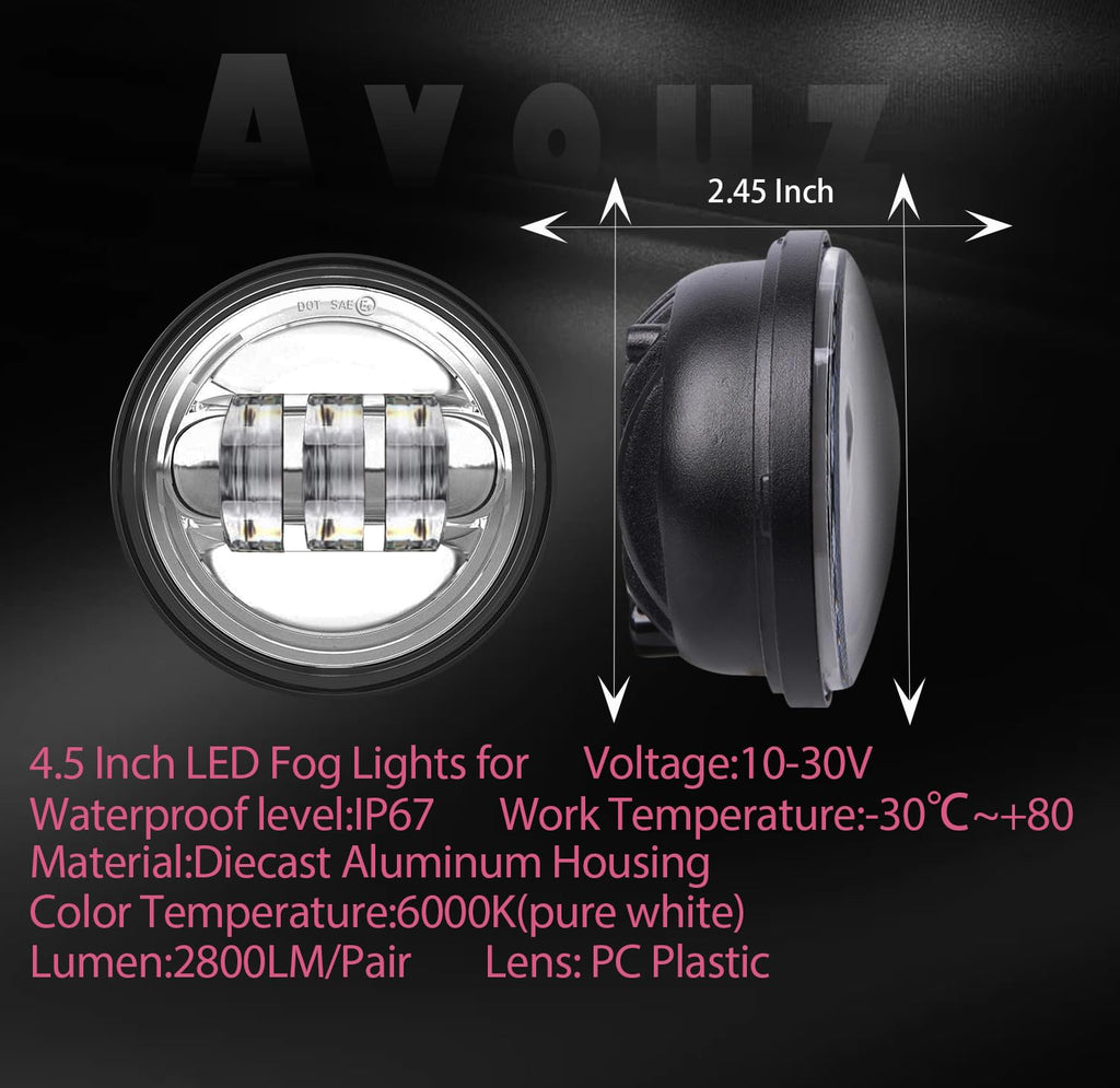 inch Motorcycle LED Headlights 4.5 Fog Passing Lights DOT Kit Chrome for Harley Davidson Retail $89.00