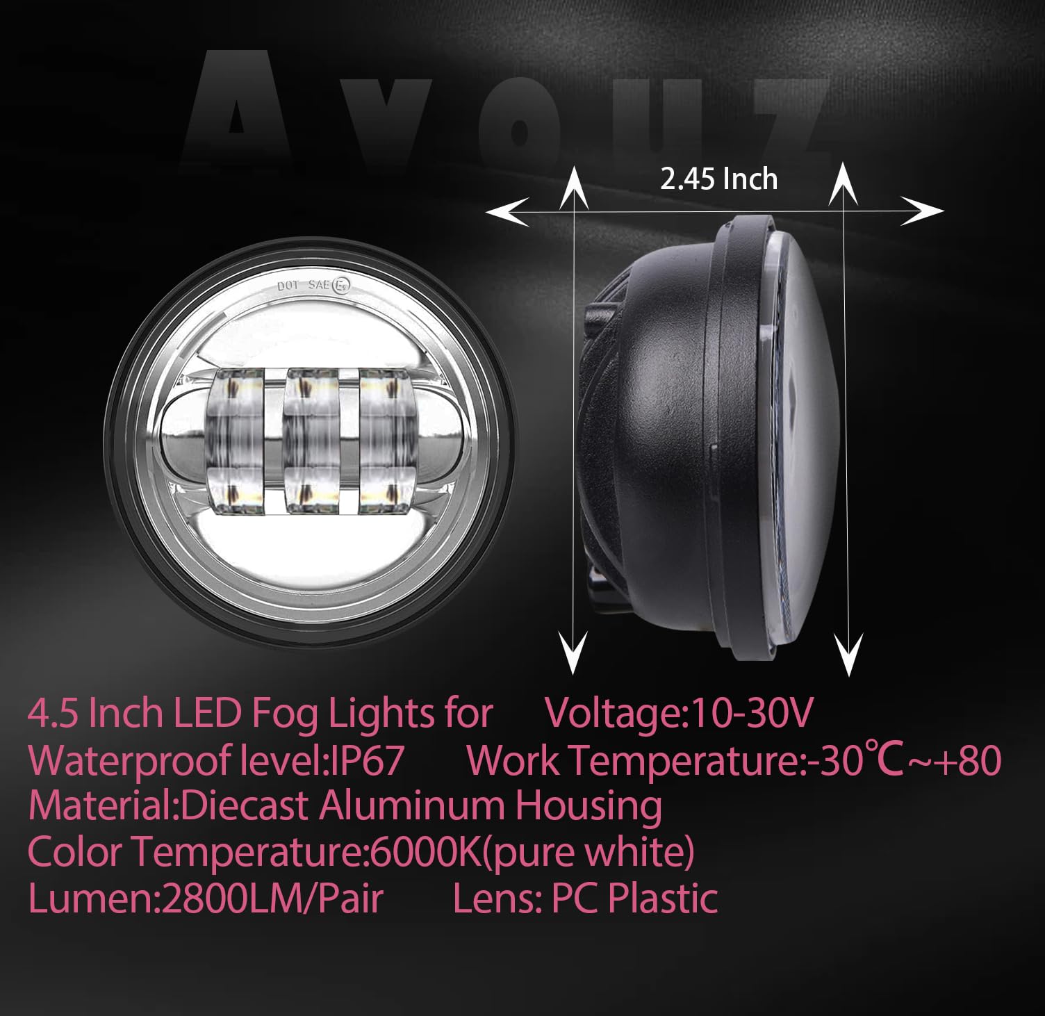 inch Motorcycle LED Headlights 4.5 Fog Passing Lights DOT Kit Chrome for Harley Davidson Retail $89.00
