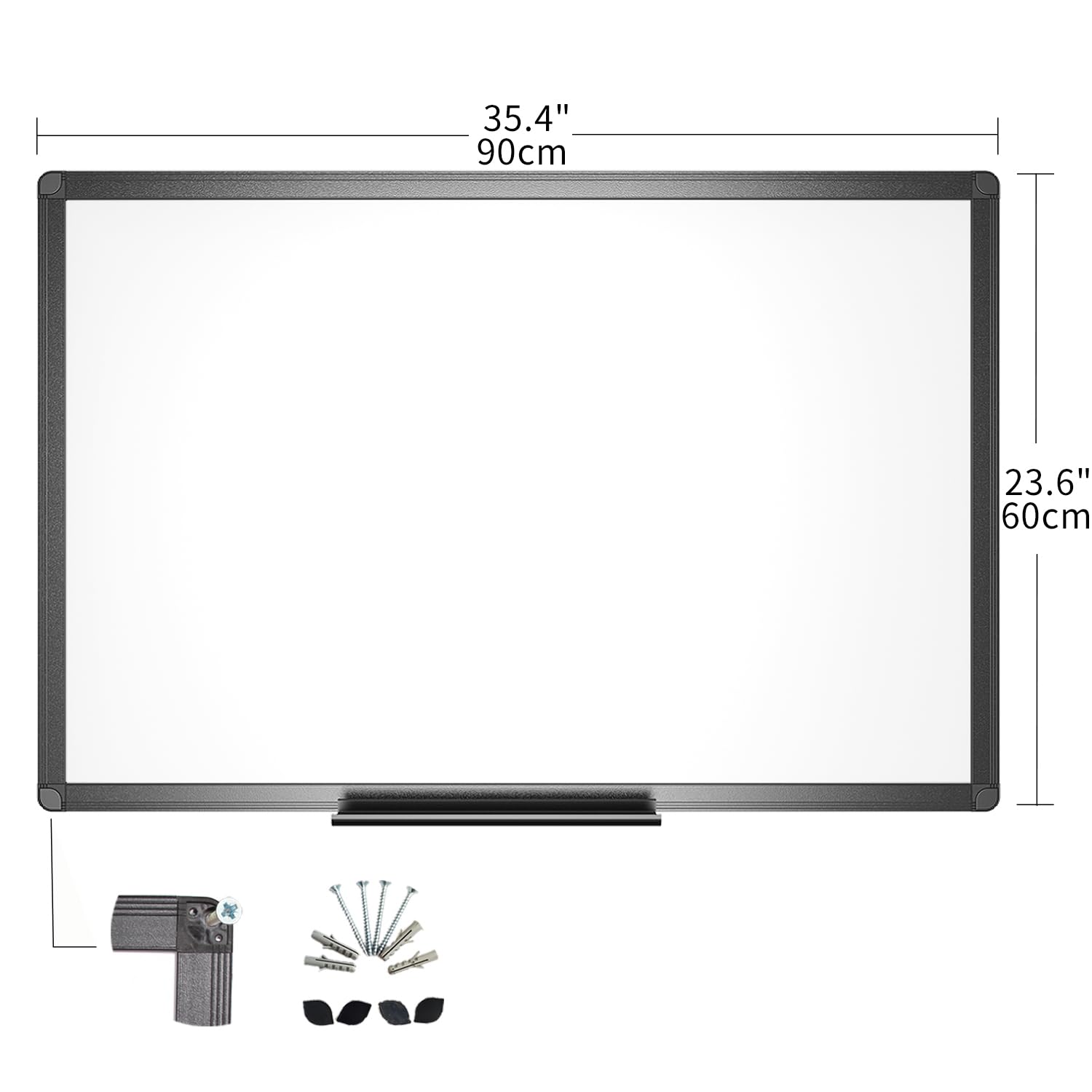 Magnetic Dry Erase White Board 36 x 24 Inches with Black Aluminum Frame