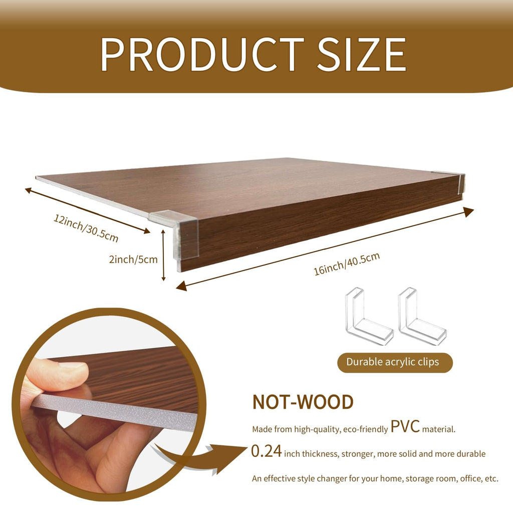 Wire Shelf Covers 16x12 Walnut PVC 4 Pcs Set - $36.75