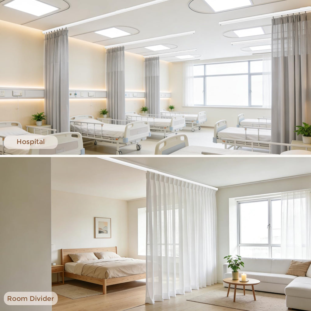 New hei dear Heavy Duty 6-9ft White CeilingWall Mount Curtain Track System Retail $39.00