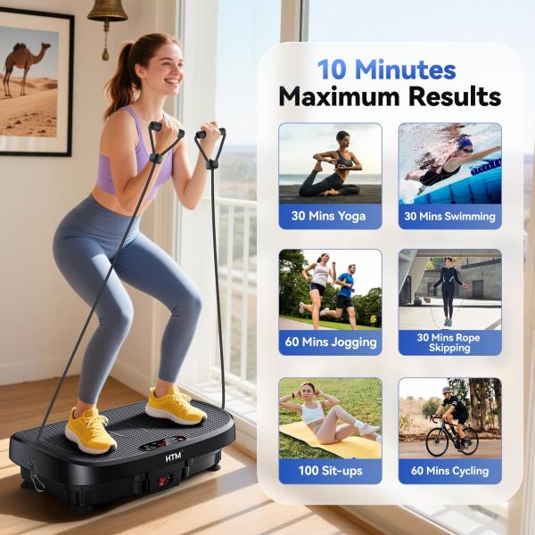 Vibration Plate Exercise Machine 330lbs Capacity 120 Speed Levels 5 Program Modes Black