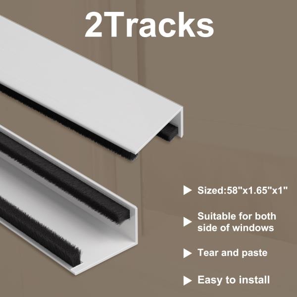 Light Blocking Strips for Window Shades and Blinds 100 Blackout PVC Side Tracks 58 2PCS