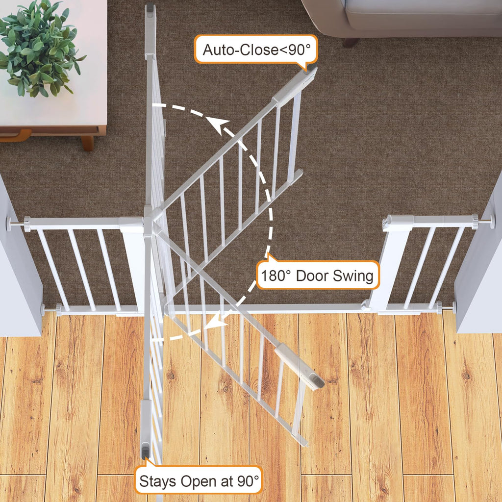 5 Baby Gate Adjustable 29.7-46 Wide Pressure Mounted White