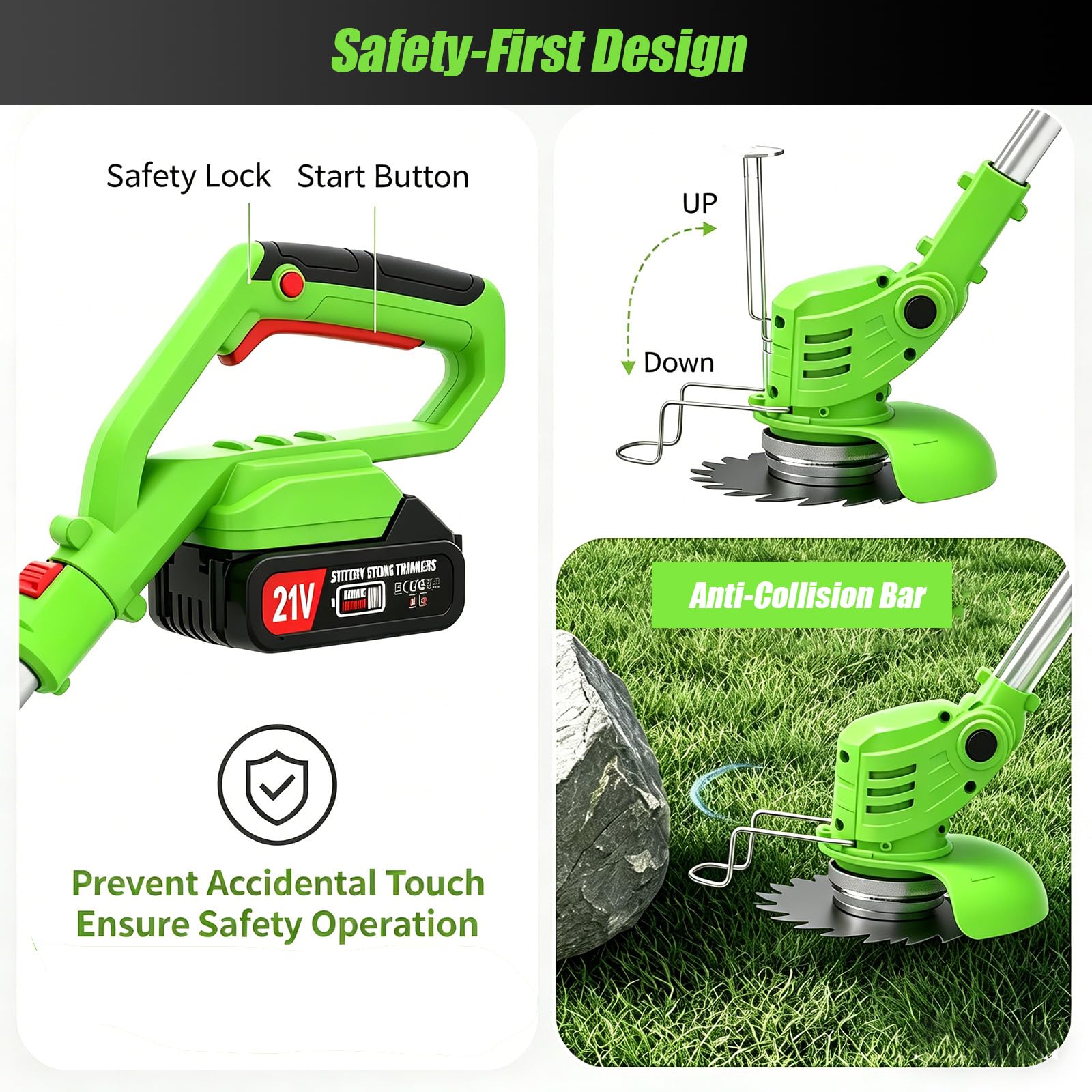 Electric Weed Wacker Cordless Eater,21V String Trimmer Battery Powered,4 In 1 Lightweight Grass Trimmer/Brush Cutter/Lawn Edger with Wheels,Metal Blade&Charger, Stringless Weed Trimmer for Garden Yard Retail $73.00