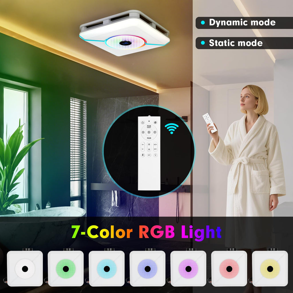 Open-Box New Chaoos weneoo 230 CFM Quiet Bluetooth Bathroom Exhaust Fan with RGB LED Light