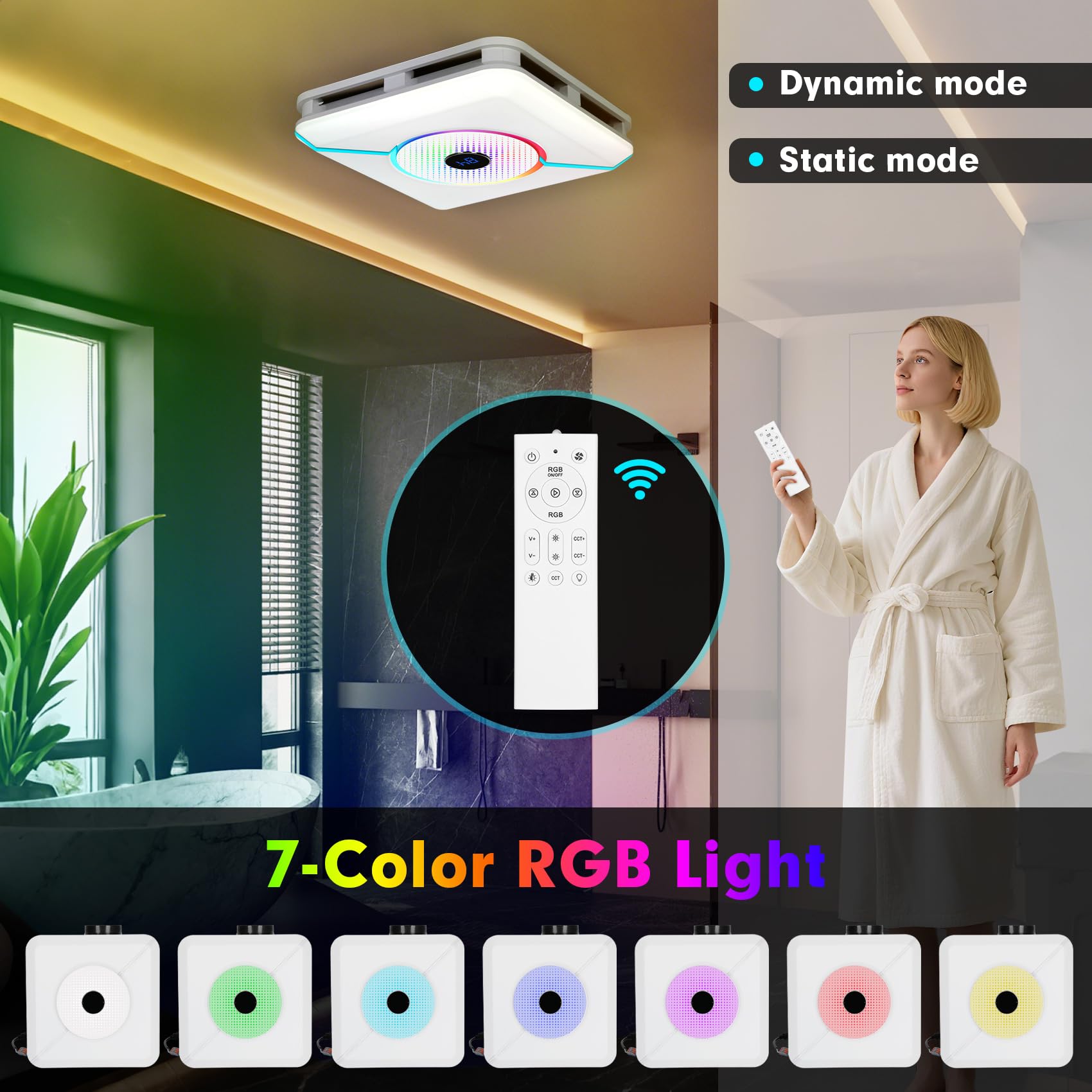 Open-Box New Chaoos weneoo 230 CFM Quiet Bluetooth Bathroom Exhaust Fan with RGB LED Light