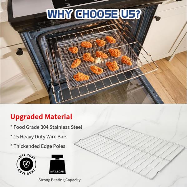 Upgraded 2-Pack Oven Racks 316496201 for Frigidaire Kenmore Range Stove 24.17 x 16 inch - Replaces 316496202 316496207 AP4040129 PS1765356, Stainless Steel Retail $58.00