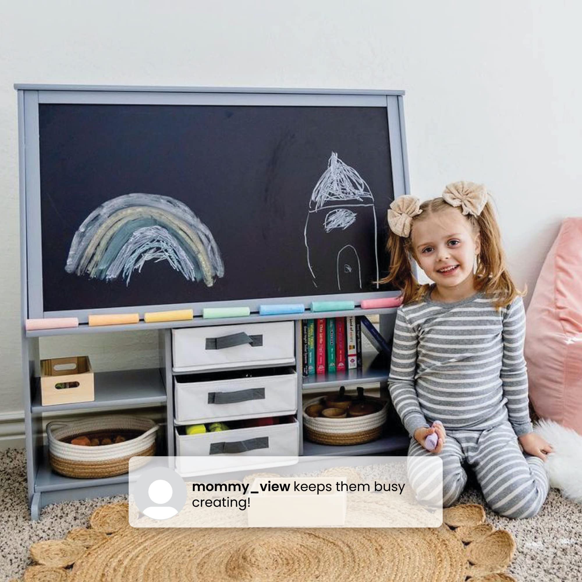 Delta Children at-Home Artist Center - Deluxe Double-Sided Easel and Storage Unit, Grey Retail $119.00