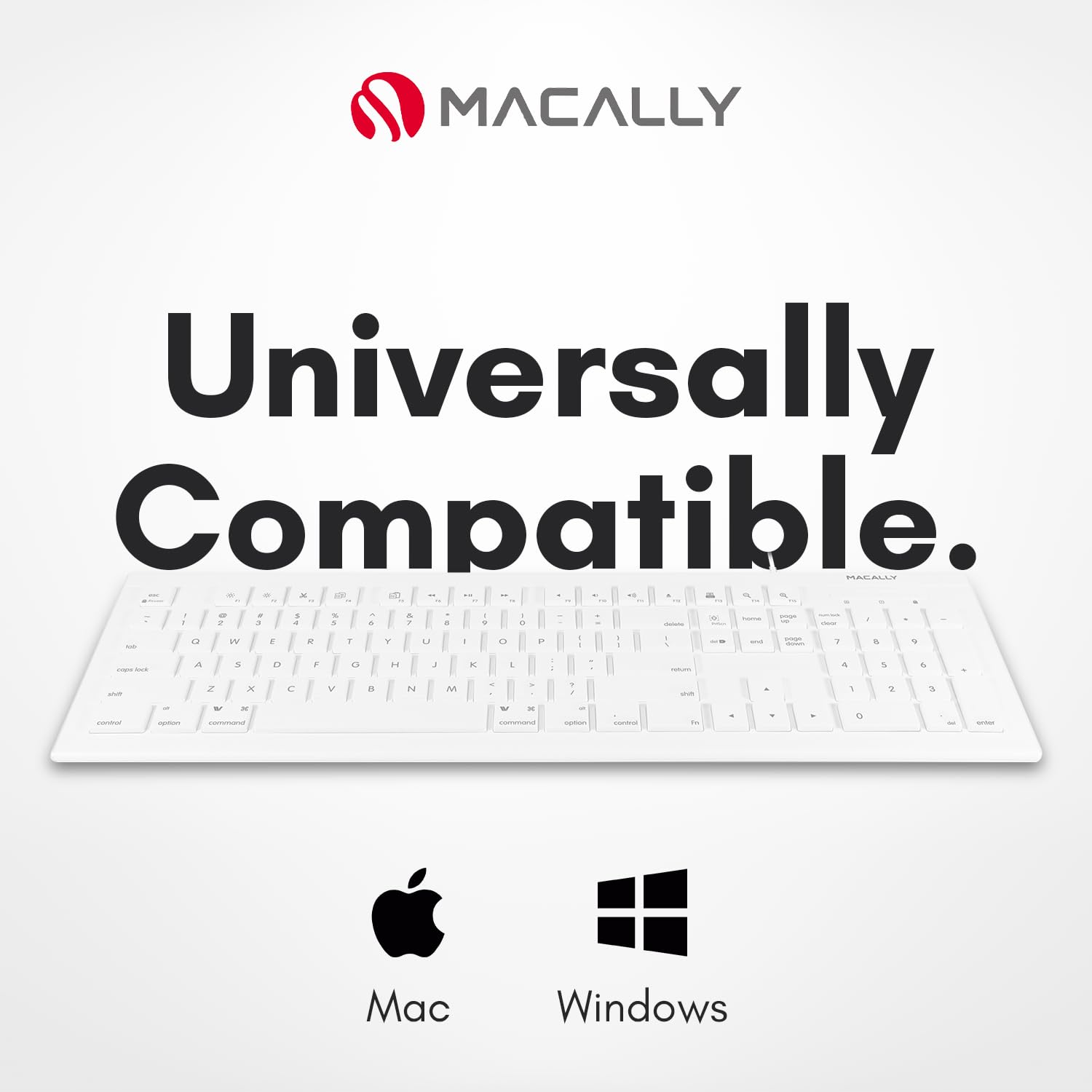 Open-Box New Macally Full Size USB Wired Keyboard with 15 Shortcut Keys for MacPC - Computer Keyboard Retail $24.00