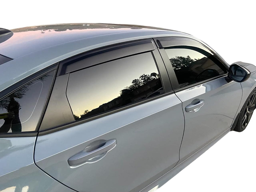 Black Tape-On Rain Guards Side Window Visor Deflectors for Honda Civic Sedan 2016-2021