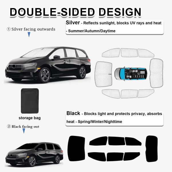 pcs Thicken Sun Shades for Honda Odyssey Elite 2018-2024 Full Car Window Covers
