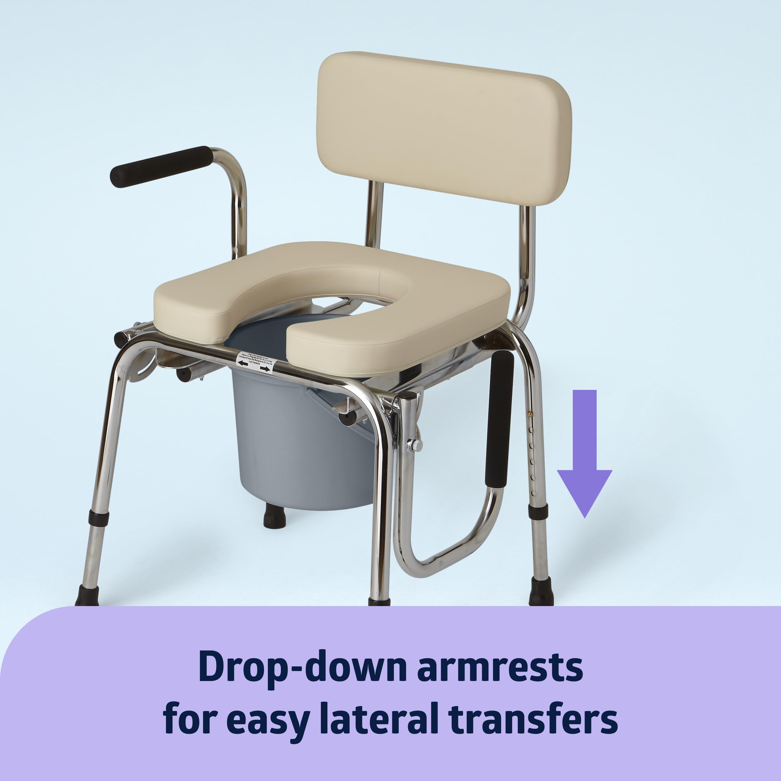 Medline Drop-Arm Bedside Commode - Padded 350 lb Capacity White