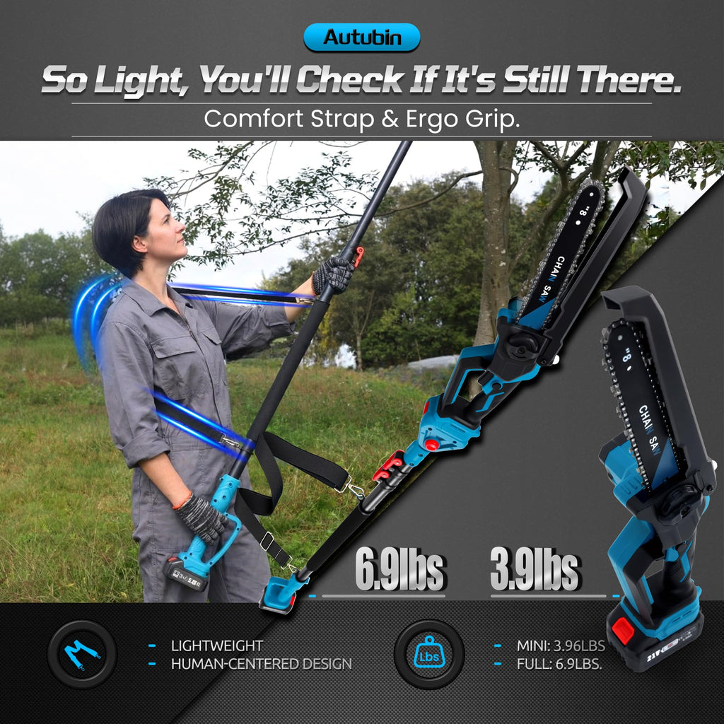 Open-Box New Autubin Cordless 2-in-1 8 Mini Chainsaw  Pole Saw 1200W Brushless.