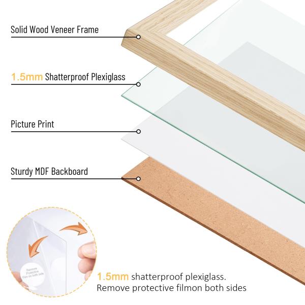 12x18 Poster Frame Natural Wood with Plexiglass 1 Pack