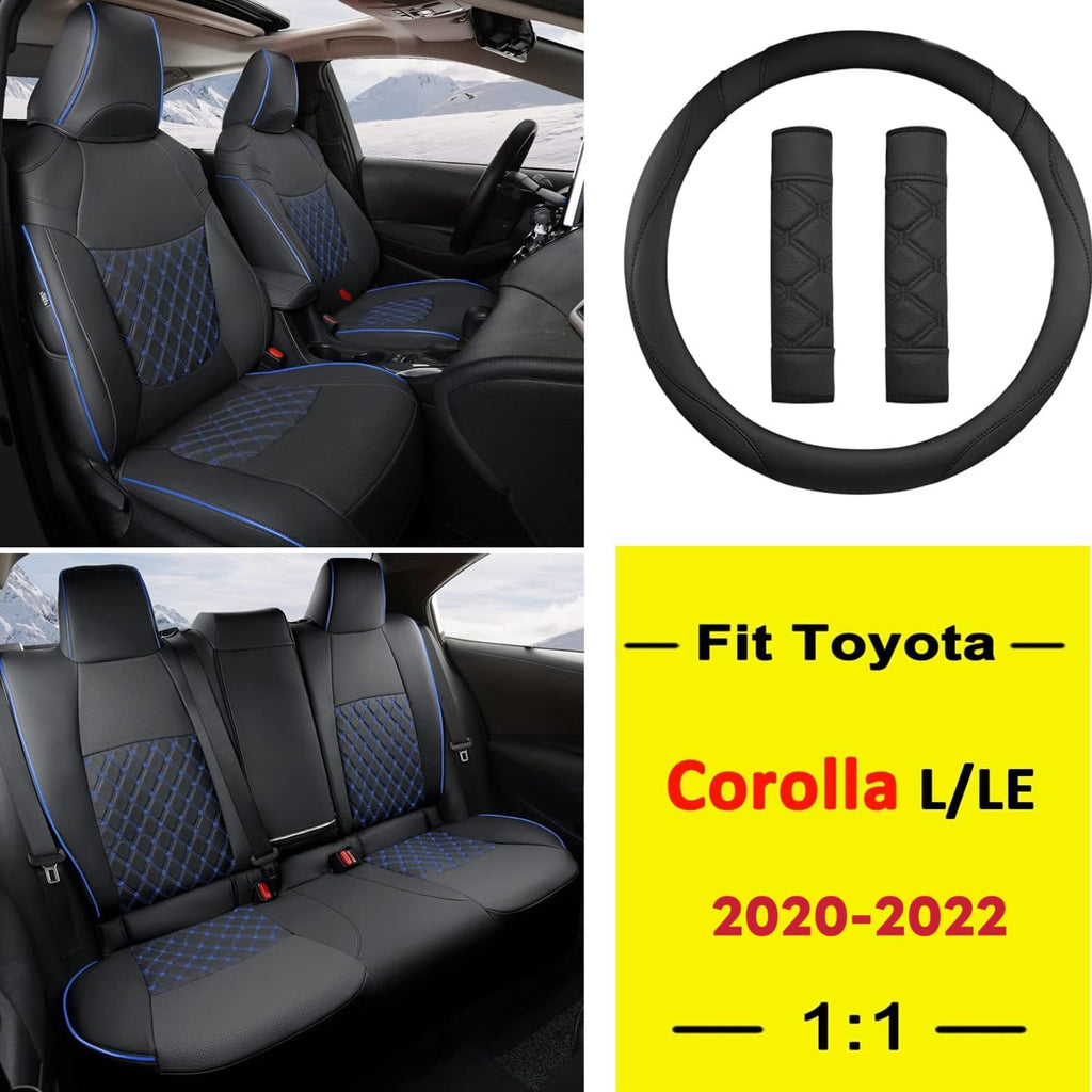 Open-Box New GIANT PANDA Faux Leather Car Seat Covers - Toyota Corolla 2020-2022 BlackBlue