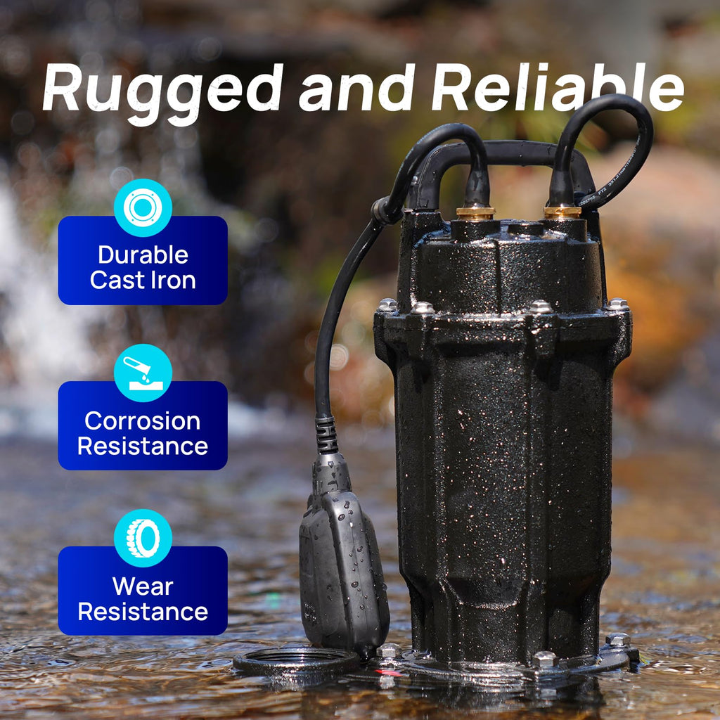 Open-Box New AQUASTRONG 1 HP Grinder Sewage Pump with 4200 GPH  Auto Float Retail $249.00