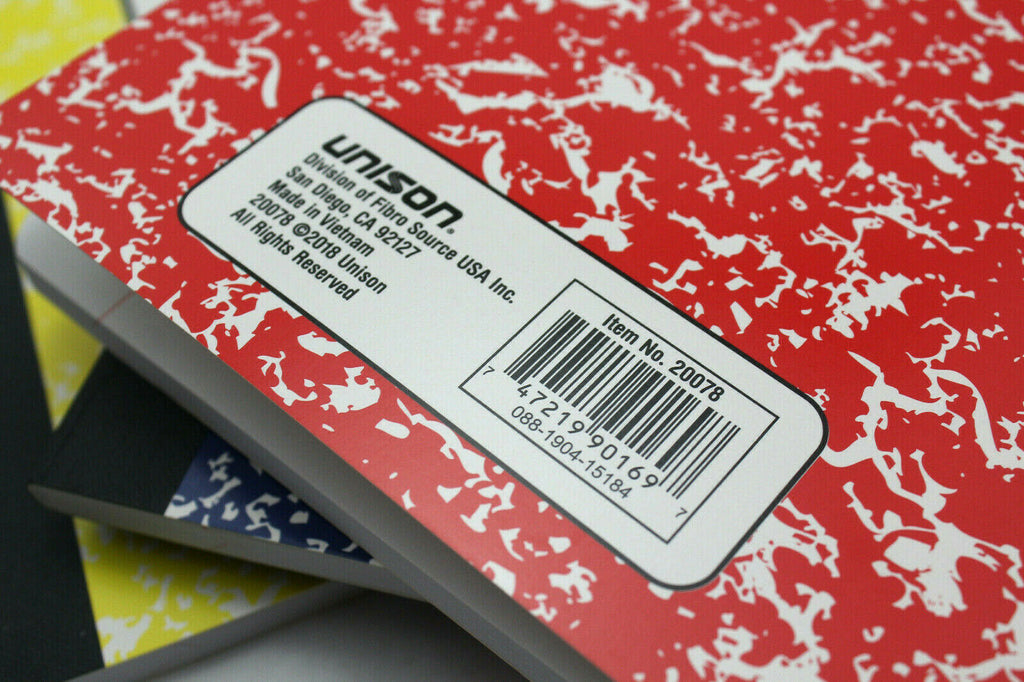 As-Is Unison Composition Notebook 4-Pack - Wide Ruled 9.75x7.5 80 Pages - Red