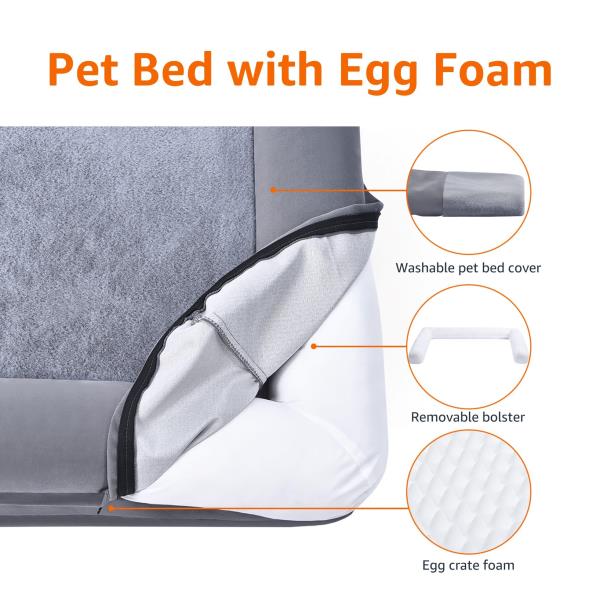 Living Room Couch Dog Bed with Premium Foam 44 x 35 Grey