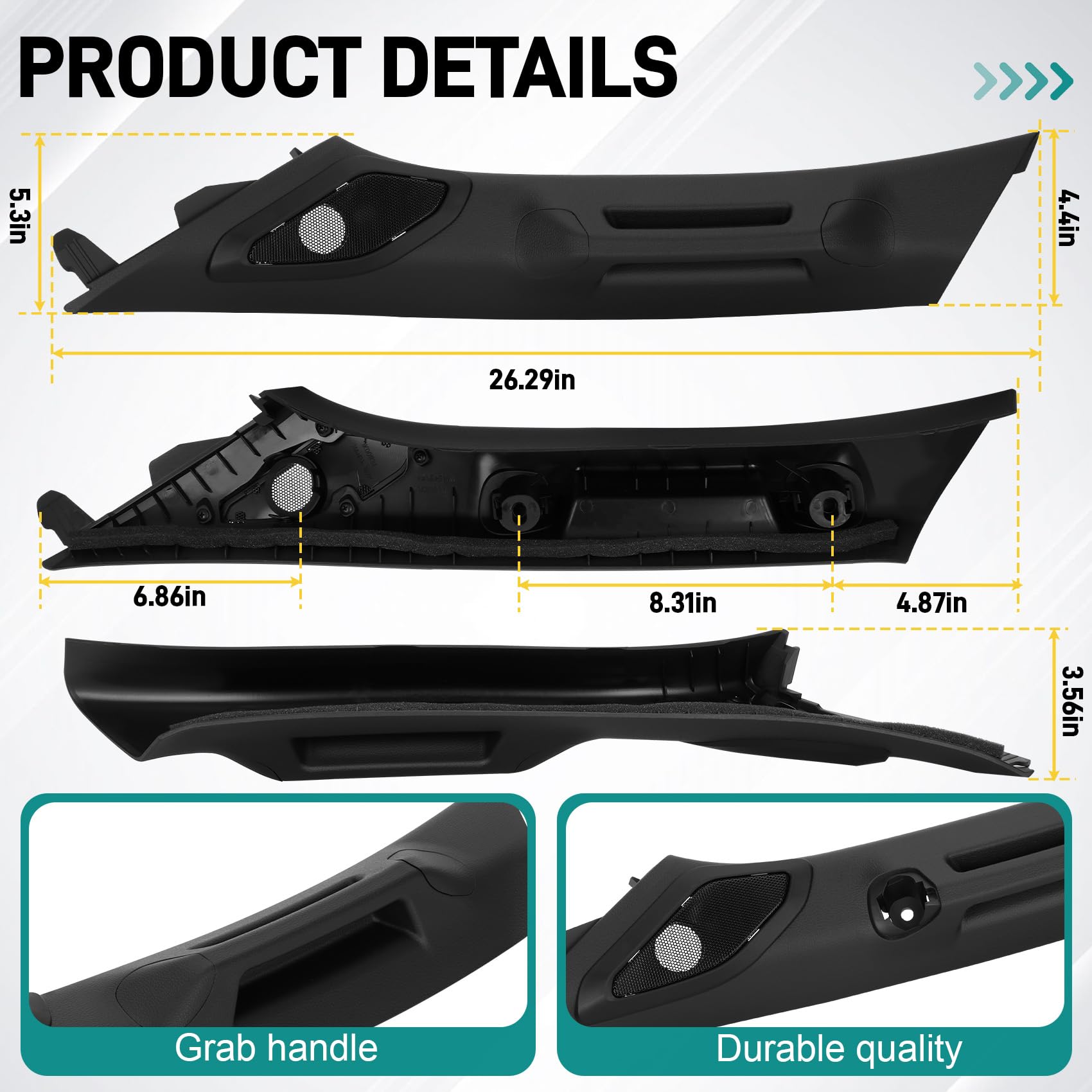 Black Driver Side A-Pillar Grab Handle for Toyota Tacoma Gen 4th 2024-2026