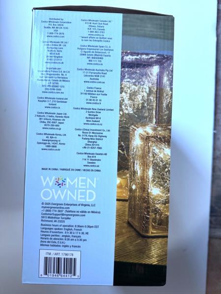Evergreen LED Gold Crackle Glass Cube Towers 3-Pc