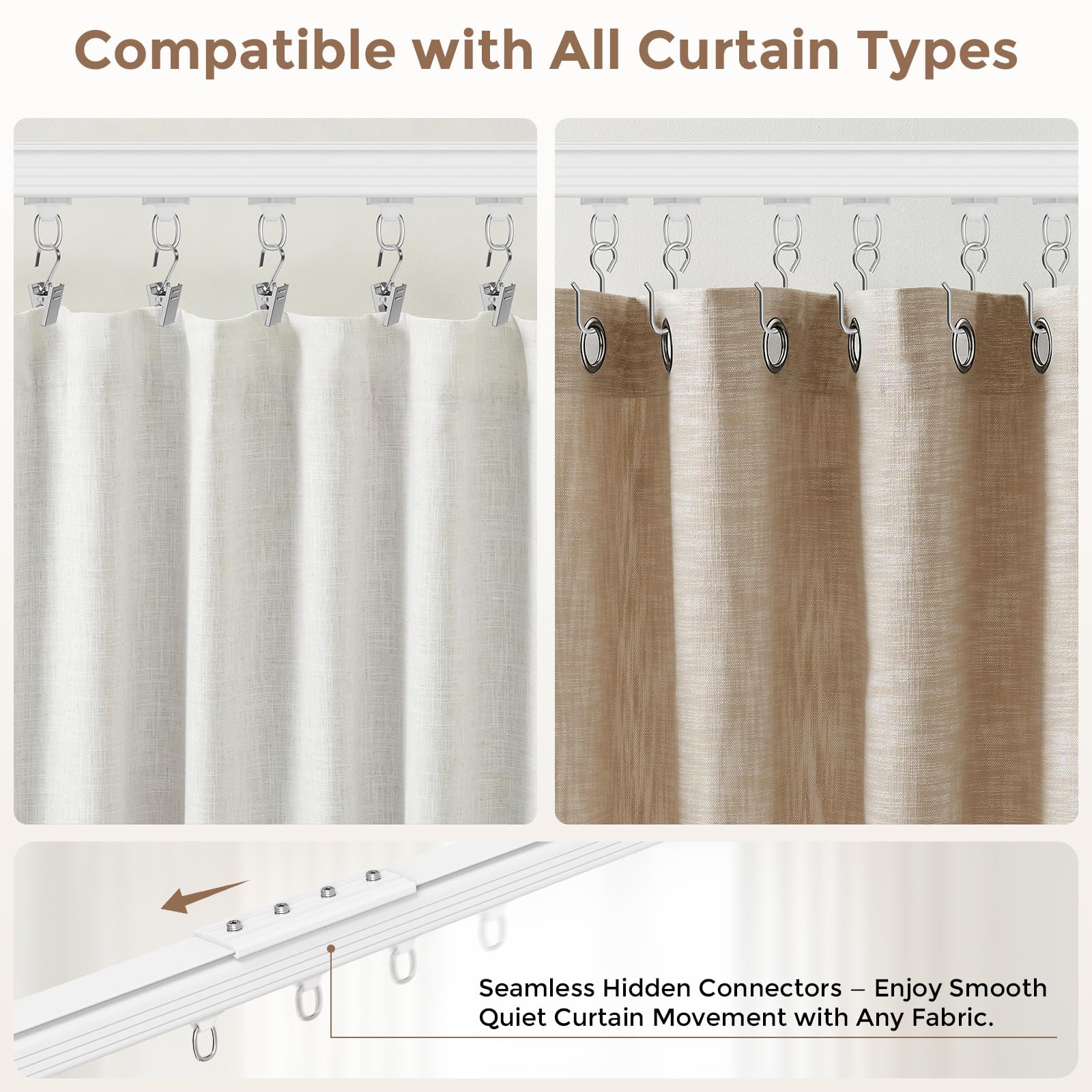 New hei dear Heavy Duty 6-9ft White CeilingWall Mount Curtain Track System Retail $39.00