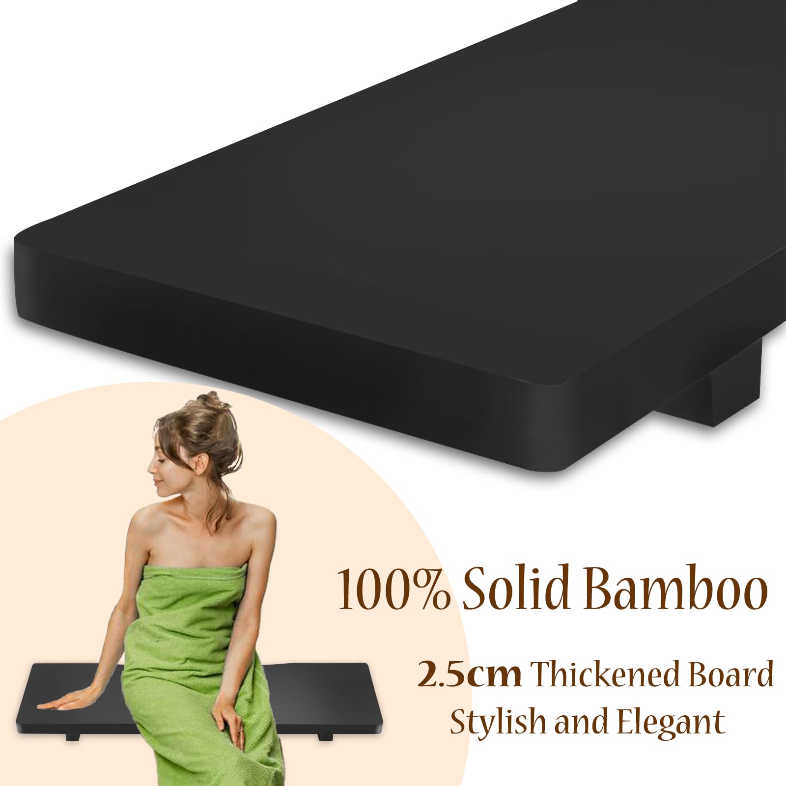 Black Bamboo Bathtub Tray 29.5 Inch