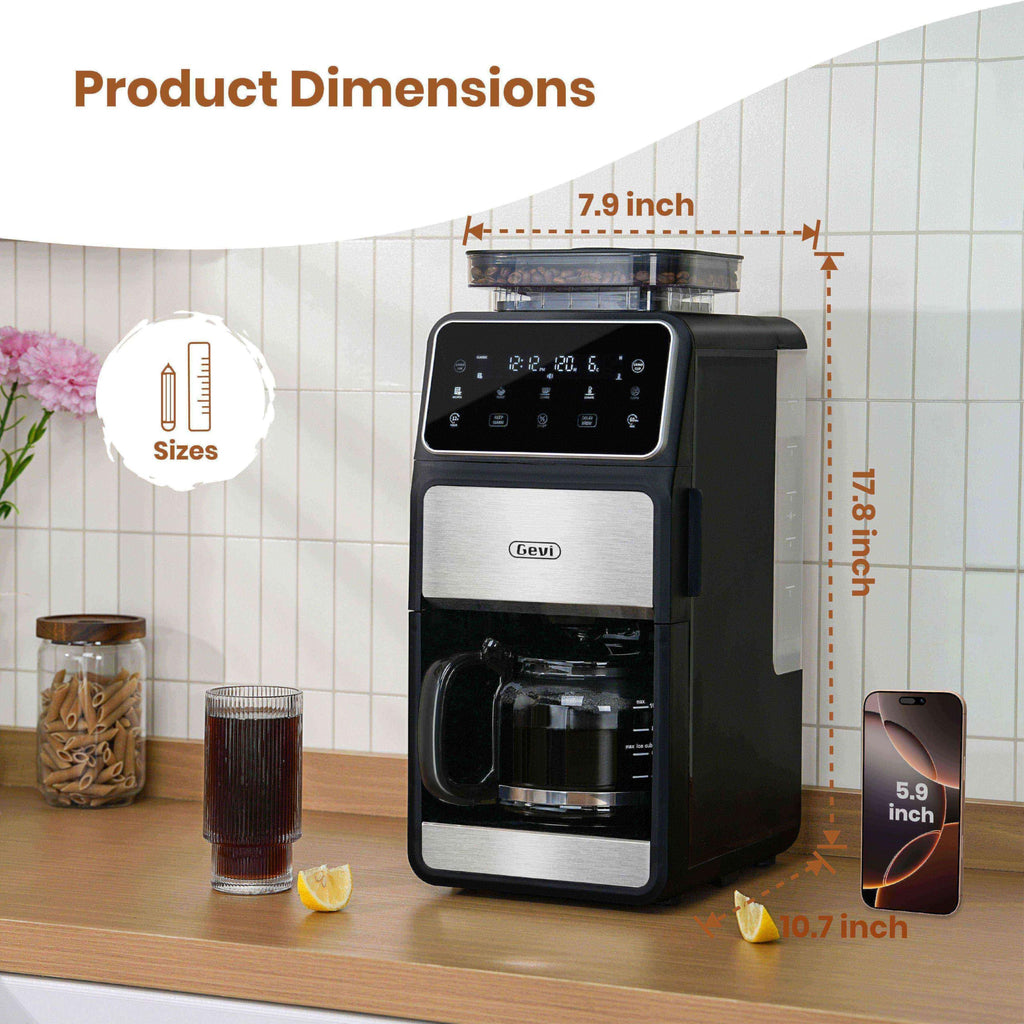 Gevi Black 10-Cup Grind  Brew Drip Coffee Maker w Built-in Grinder Retail $159.00