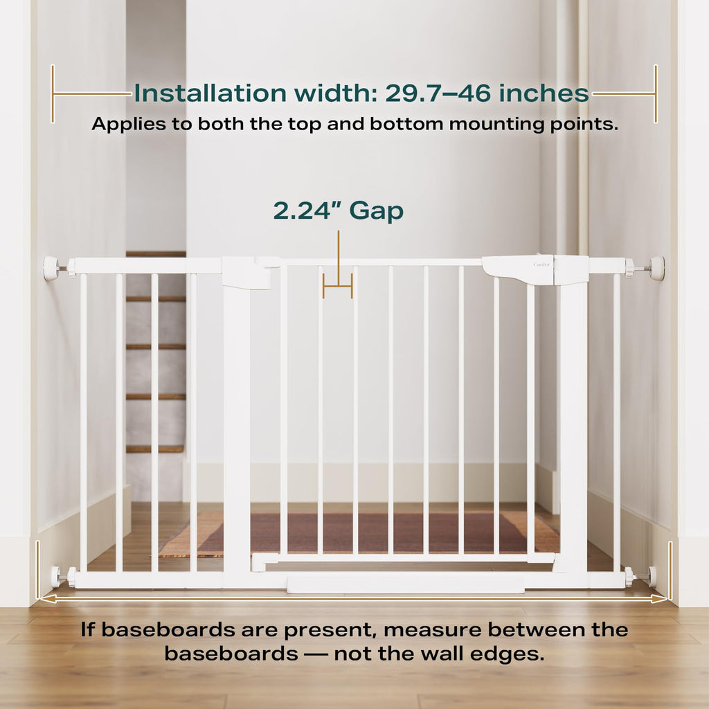 Open-Box New Cumbor Adjustable Baby Gate - 29.7-46 Width White Double-Lock Safety