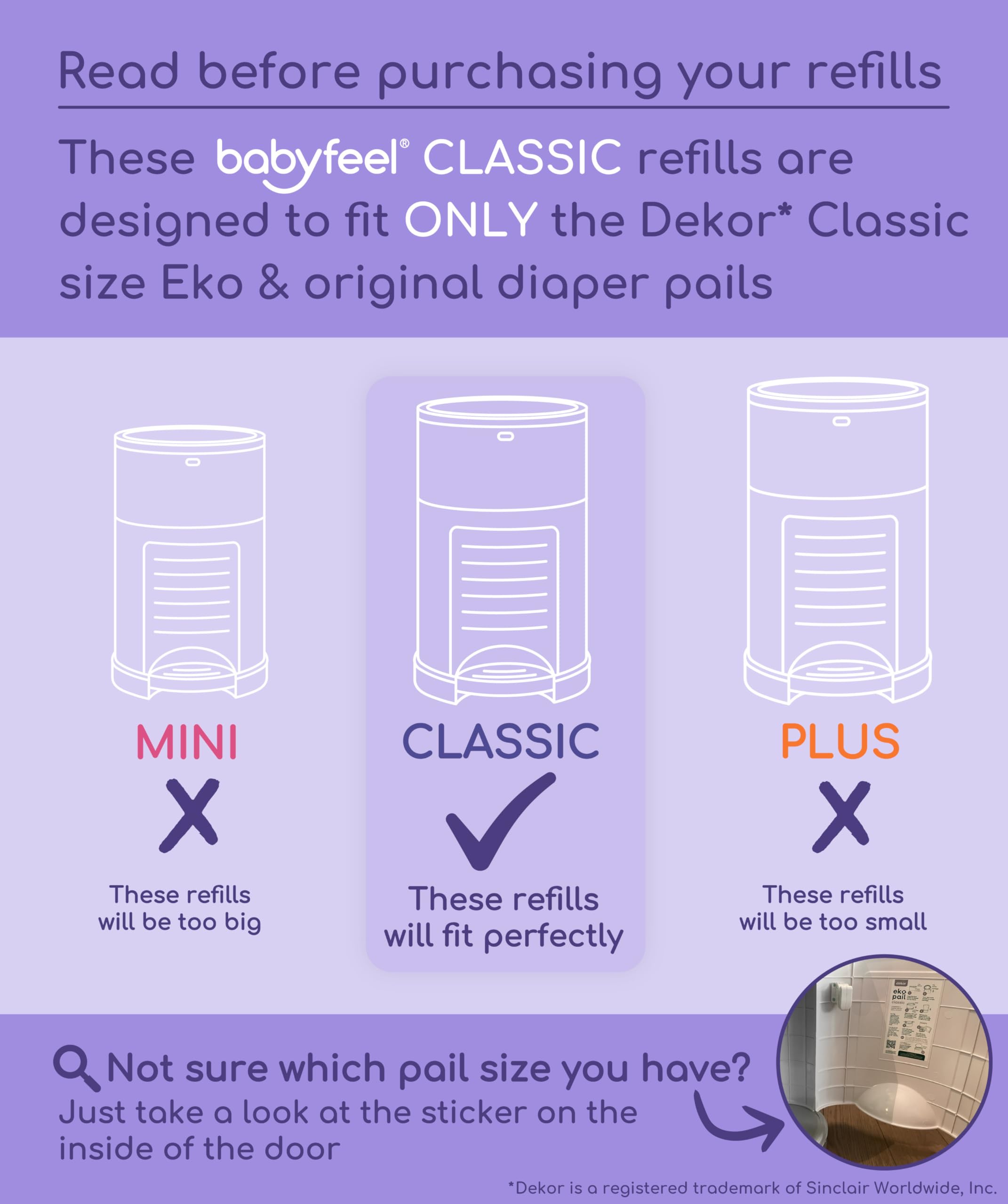 Pack Diaper Pail Refills for DEKOR CLASSIC Powder Scent Odor Eliminating Extra Thick Retail $23.00