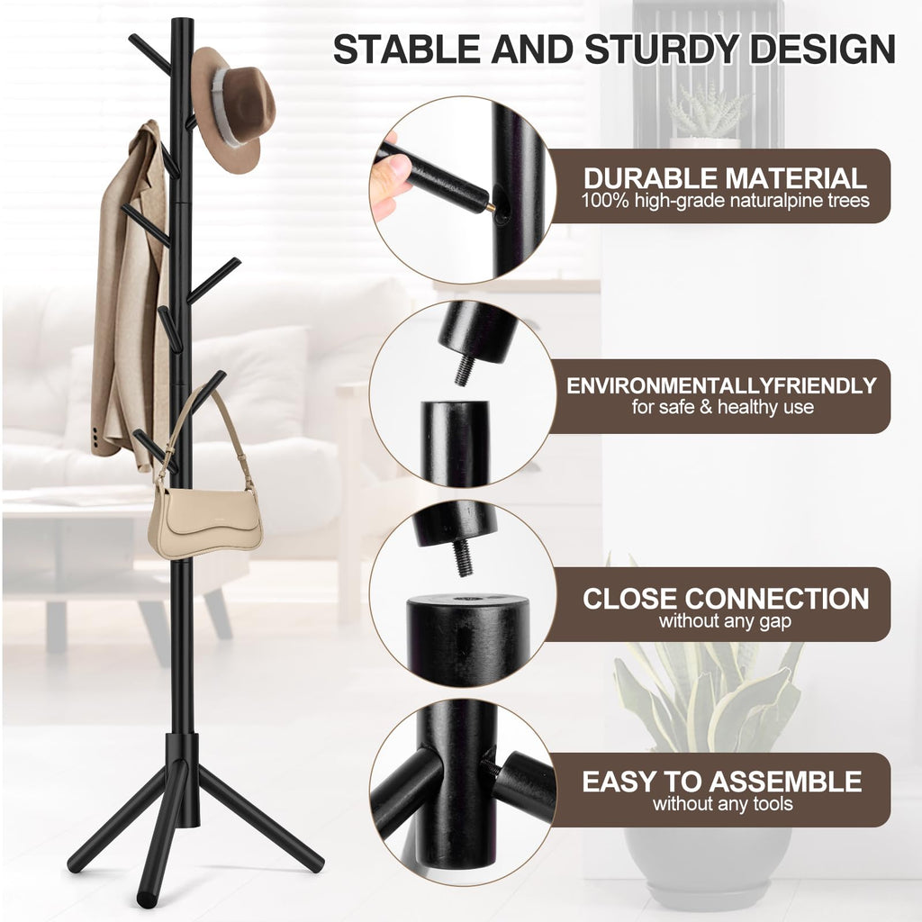 Adjustable Height Black Coat Stand with 3 Prong Legs Retail $13.50