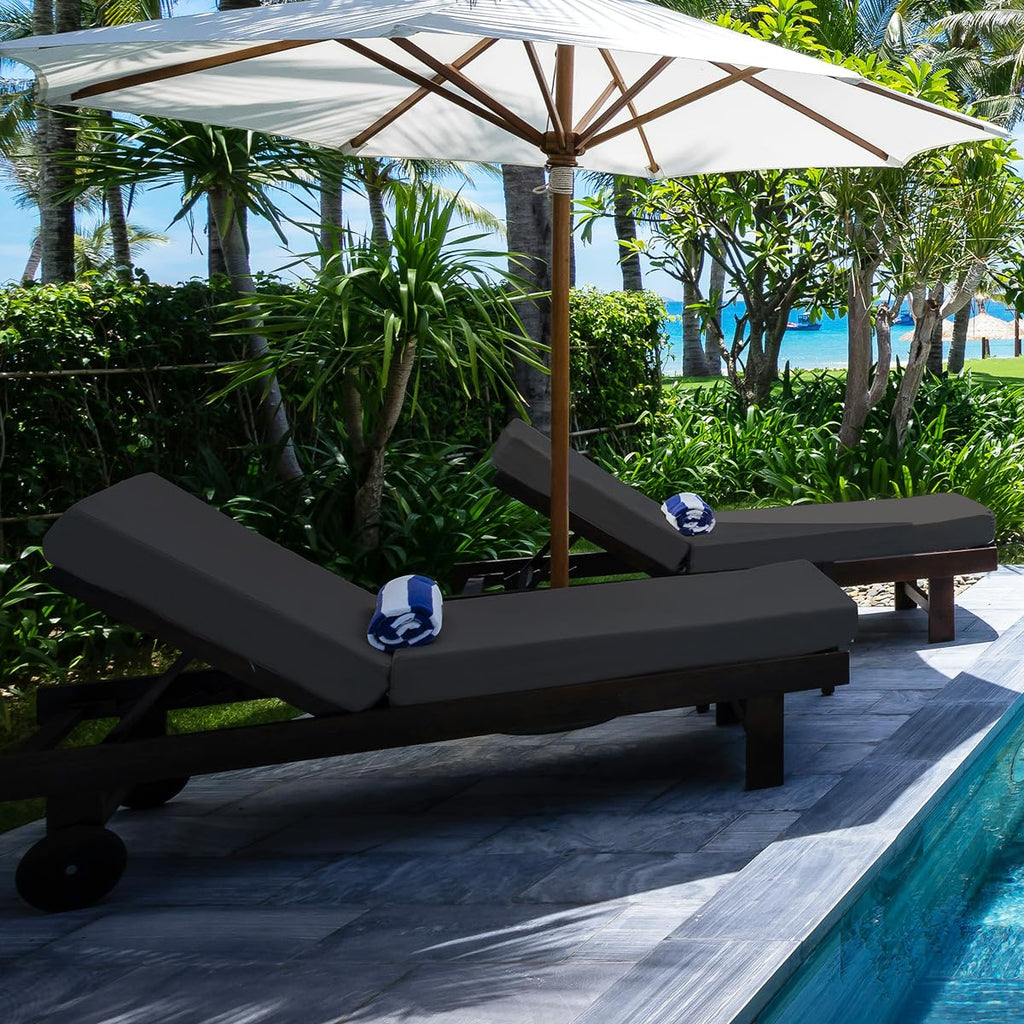 Olefin Chaise Lounge Cushion Water-Resistant Patio Lounger Pad Dark Gray 80 x 26 x 6 Inches