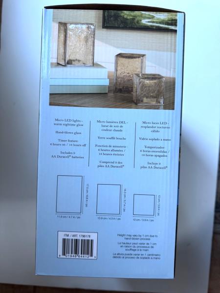 Evergreen LED Gold Crackle Glass Cube Towers 3-Pc