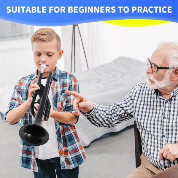Plastic Bb Trumpet Standard Student Beginner Set Black
