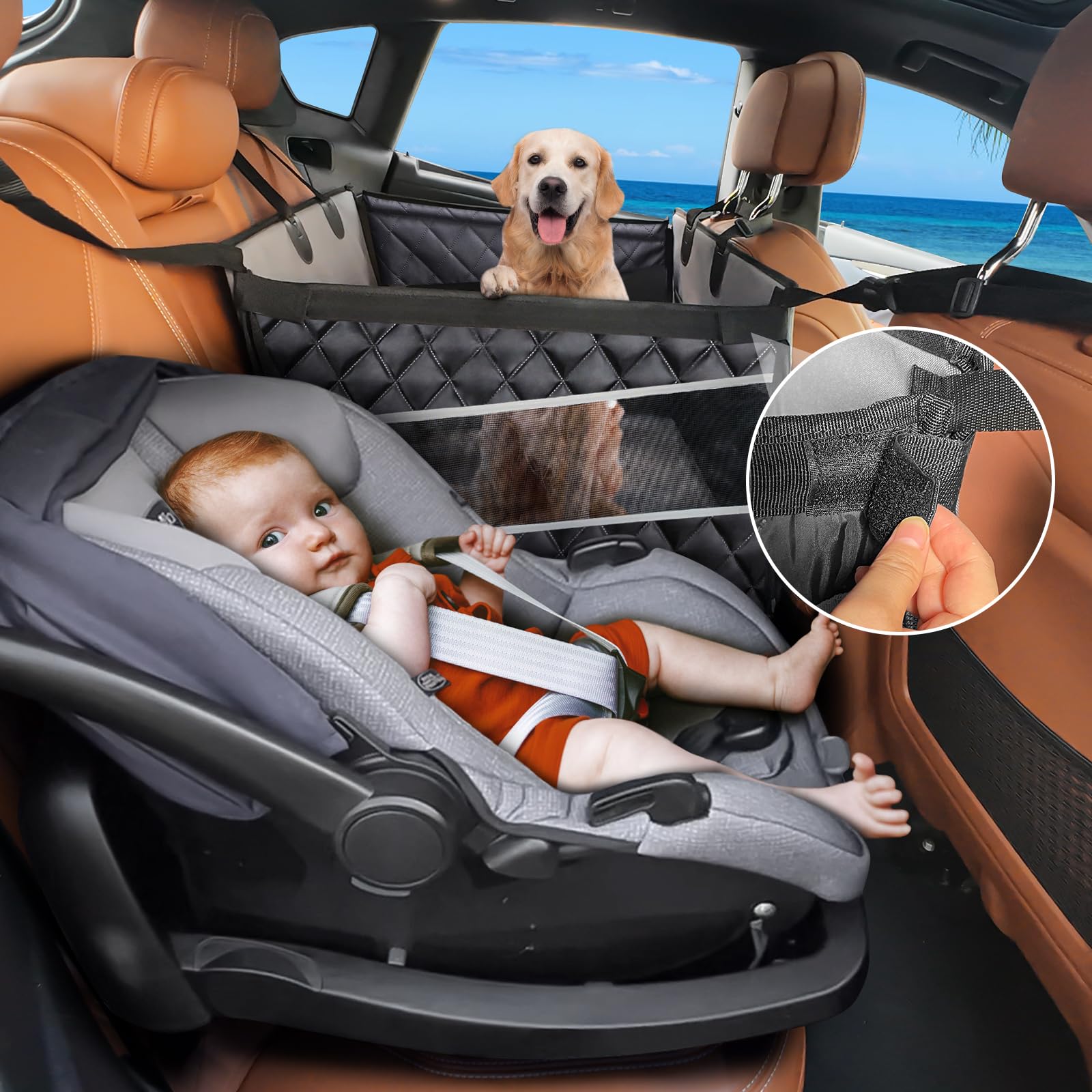 New As-Is MIXJOY Grey Large Dog Back Seat Extender  Waterproof Car Seat Hammock. Retail $64.00