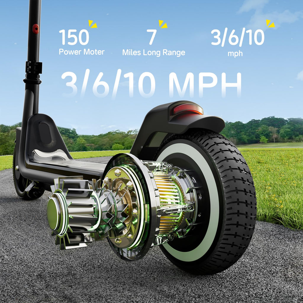Kids Electric Scooter Black Adjustable Height LED Lights