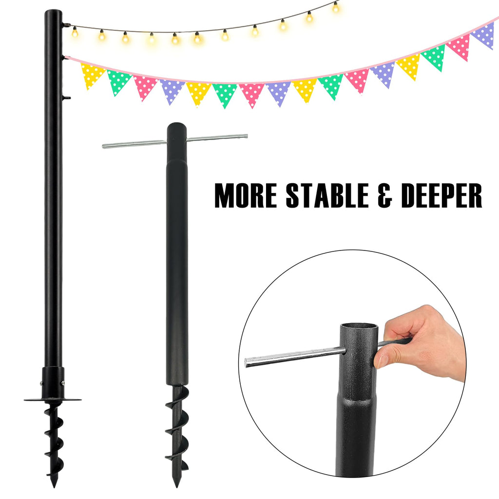 ft Heavy Duty Steel Sun Shade Sail Support Pole Kit Black