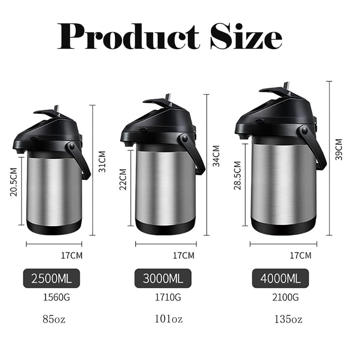 L 135 oz Stainless Steel Thermal Coffee Airpot Dispenser Silver