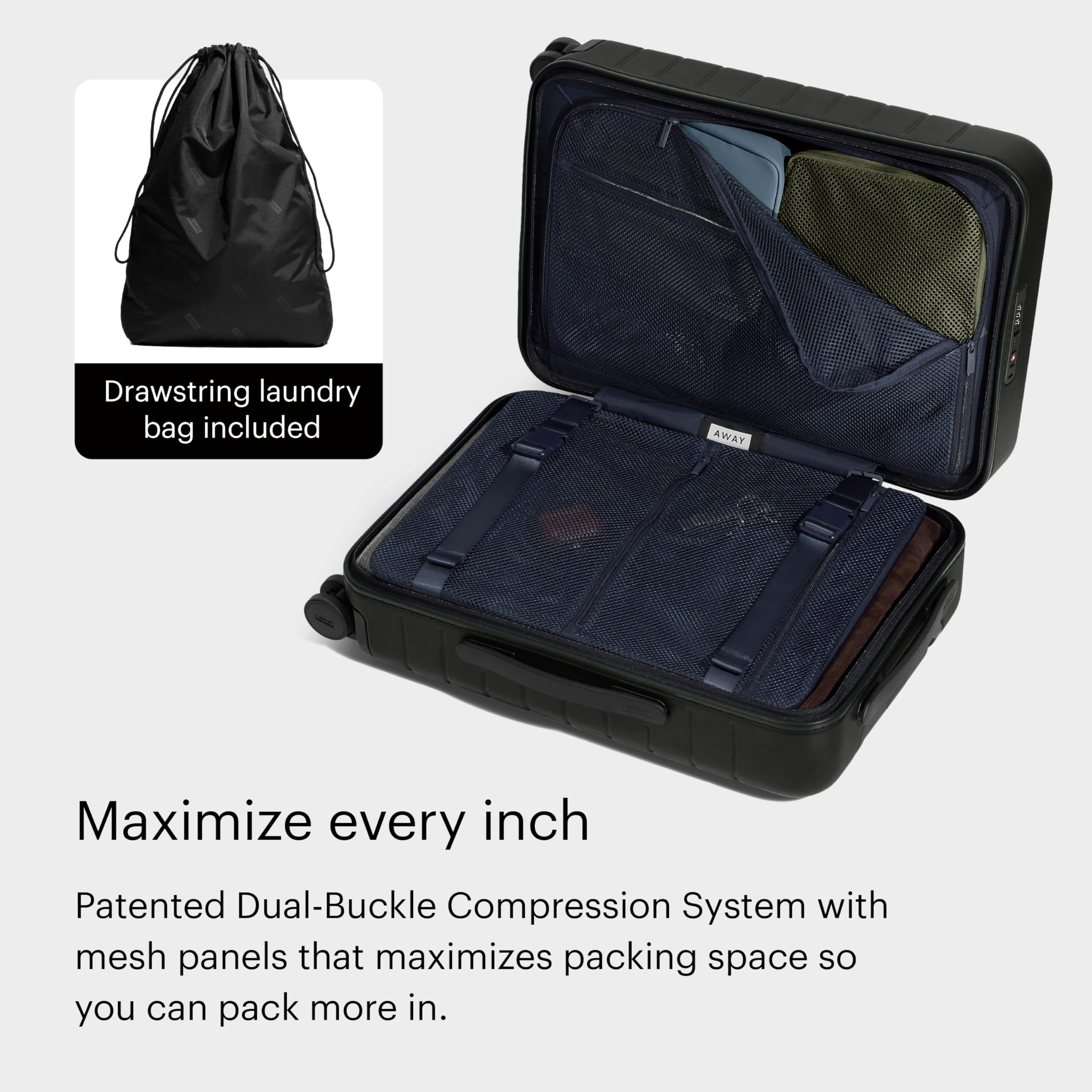 Away Carry-On 22-Inch Lightweight Polycarbonate Spinner Luggage Jet Black