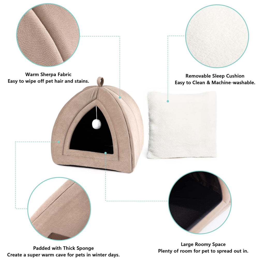 New TILLYOU 2-in-1 Cat House  Warm Pet Tent Bed for Small Pets 15x15x15 Retail $32.00