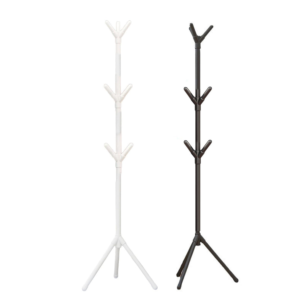 Black Freestanding Hall Tree Coat Rack with 3-Height Adjust  8 Hooks