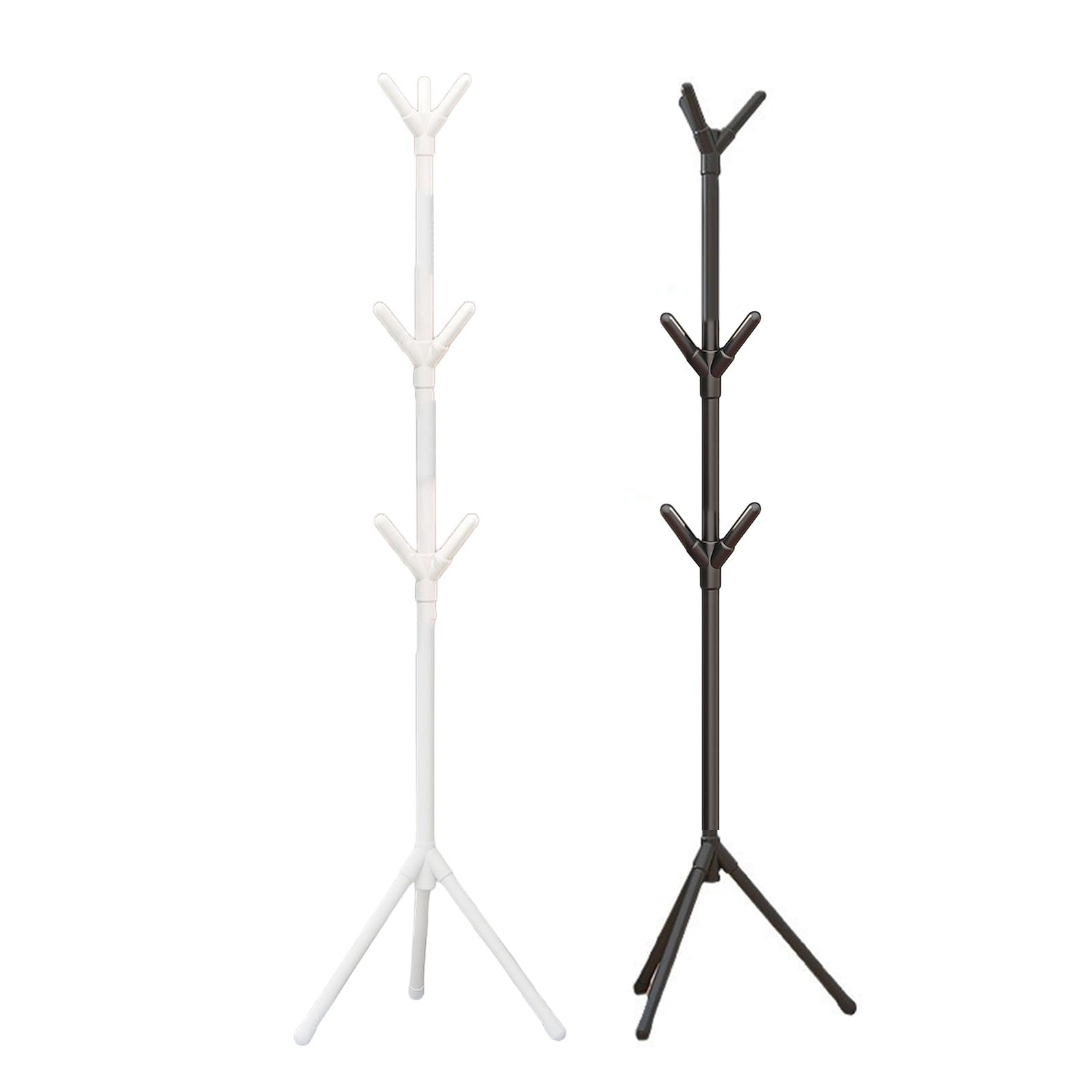 Black Freestanding Hall Tree Coat Rack with 3-Height Adjust  8 Hooks