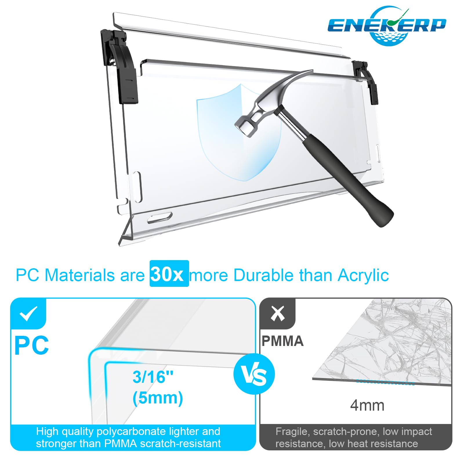 Golf Cart Windshield for Club Car PrecedentTempoOnward 5MM PC 37.6W x 33.2H Clear $81.75