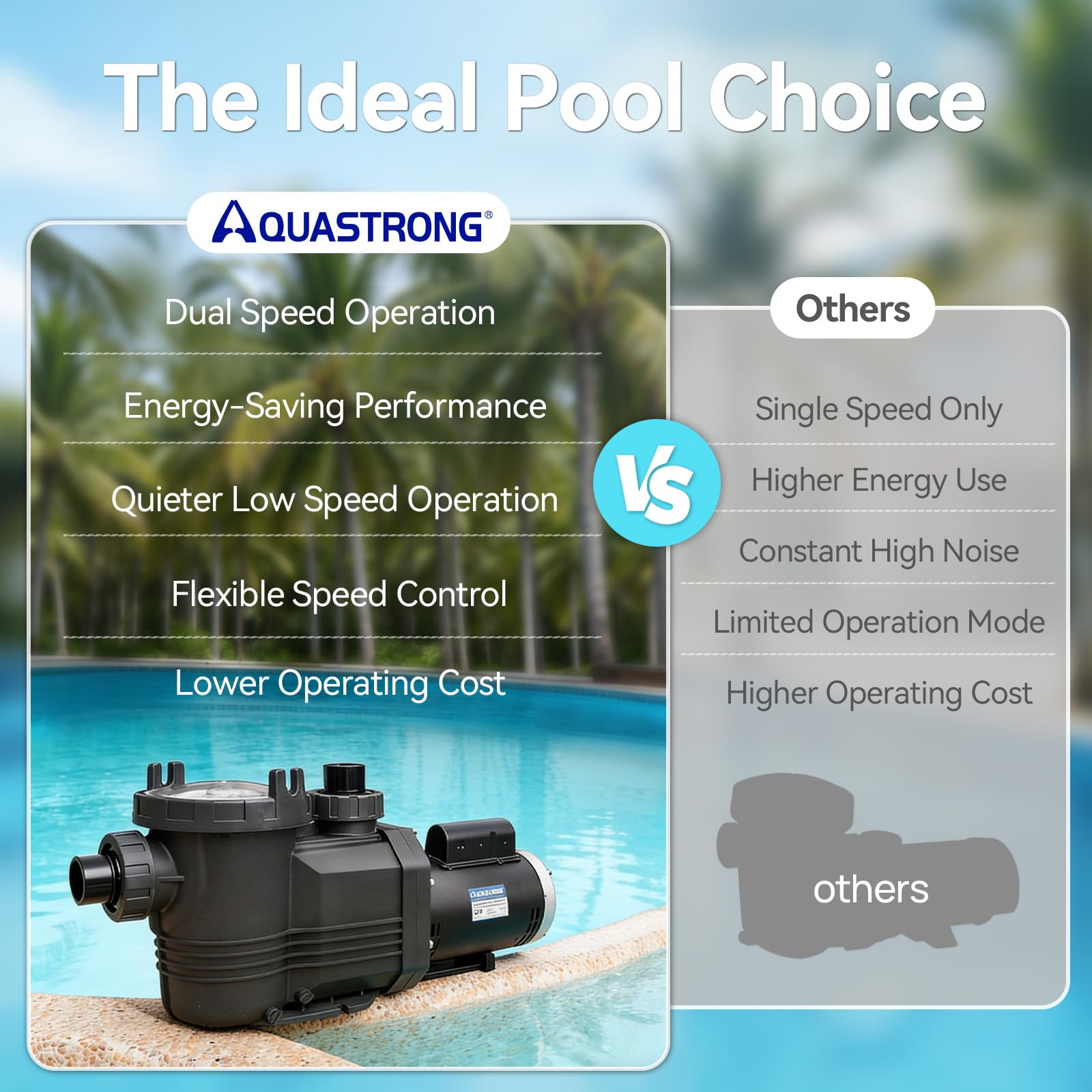 Riptide Series 2 HP Dual Speed Pool Pump 220V 8586 GPH InAbove Ground Grey