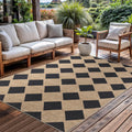 Open-Box New Zeeinx Checkered 5x7 Outdoor Patio Area Rug - Washable Non-Slip Black Retail $40.00