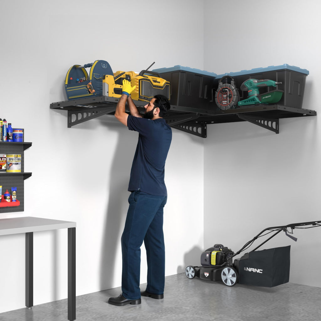 '-Pack 2x4ft Garage Wall Shelves 660lb Capacity - Black