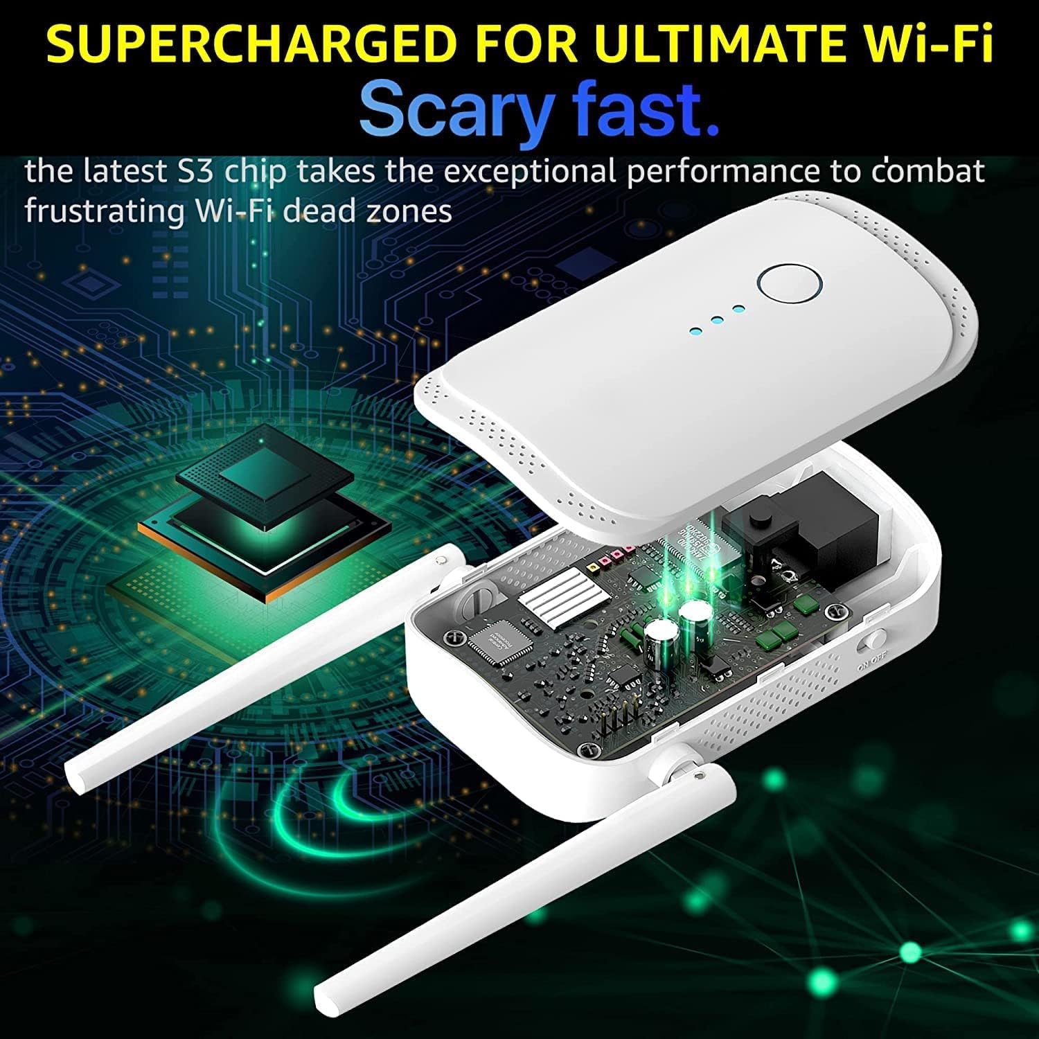 White Long Range WiFi Extender Signal Booster for Home - Whole House Coverage up to 10000 Sq.Ft Retail $39.00